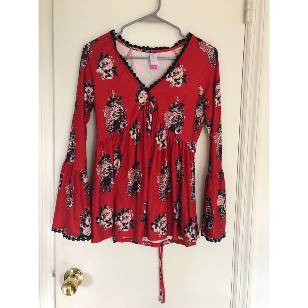 🔶 Red Flower Top